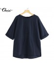 Top moda 2019 Celmia dorywczo Batwing rękaw luźna bluzka kobiety lato stałe przyciski pościel Baggy praca koszule do biura Plus 