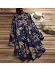 ZANZEA 2019 koszula plus size kobiety Floral bluzka kobiet na co dzień przycisk koszule w stylu Vintage pościel Blusas czeski to