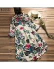 ZANZEA 2019 koszula plus size kobiety Floral bluzka kobiet na co dzień przycisk koszule w stylu Vintage pościel Blusas czeski to