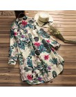 ZANZEA 2019 koszula plus size kobiety Floral bluzka kobiet na co dzień przycisk koszule w stylu Vintage pościel Blusas czeski to