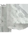 Vadim kobiety luźne białe koronki krótka bluzka płatek rękaw hollow out przepuszczalność koszule kobiet ponadgabarytowych stałe 