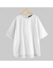 Top moda 2019 Celmia dorywczo Batwing rękaw luźna bluzka kobiety lato stałe przyciski pościel Baggy praca koszule do biura Plus 