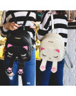 Sprytny kot plecak szkolny kobiet Pu skórzane plecaki dla nastolatek dziewcząt śmieszne koty uszy płótno torby na ramię kobiet M