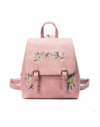 DIDA niedźwiedź marki kobiety skórzane plecaki torby szkolne dla dziewczyn plecak małe kwiatowe hafty kwiaty Bagpack Mochila