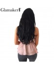 Glamaker Sexy v neck podstawowe koronki kobiety camisole satyna brązowy backless luźne lato bez rękawów kobiet elegancki krótki 