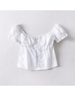 Letnie topy dla kobiet bluzki biały krótki top sexy puff rękawem bluzka koszule damskie bluzka z falbanami streetwear modne kore