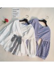 Neploe japoński wiosna moda Wąskie koszule Ruffles Lace Up z długim rękawem Blusas regulowany pas z dekoltem w kształcie litery 