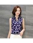 Kobiety bluzki i koszule 2018 lato koreański elegancki bez rękawów kwiat/muchy/Plaid drukuj koszula damska bluzki kobieta odzież