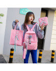 4 Pcs Set Fashion Backpack Women Leisure Back Pack Japan Ladies Knapsack Casual Women Teenage Girls Classic Bagpack School Bags