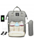 Ciążowe pielucha wodoodporna torba USB do ładowania dużej pojemności mumia pielęgniarstwo plecaki z hakami pokrowiec na termofor