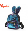 Yogodlns kobiety cekiny plecak śliczne uszy królika podwójna torba na ramię Mini plecaki dla dzieci dziewczyny cekinami podróży 