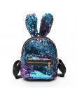 Yogodlns kobiety cekiny plecak śliczne uszy królika podwójna torba na ramię Mini plecaki dla dzieci dziewczyny cekinami podróży 