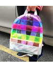 Moda damska plecak kolor paski laserowe tworzywo sztuczne przezroczysty przezroczysty plecak torba damska torba podróżna damska 