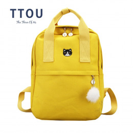 TTOU japonia i Korea styl Harajuku słodkie hafty kot korona płótno plecak piękny Preppy styl tornister torba szkolna dla dziewcz