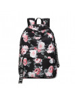 Modny wodoodporny nylonowy damski dziewczęcy plecak w kwiaty szkolny podróżny na codzień
