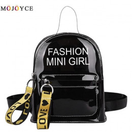 Mini rozmiar przezroczysty kobiety plecaki jasne pcv nastolatek dziewczyny zamek Student szkoła plecak torba podróżna Mochila Fe