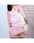 Elegancki oryginalny plecak szkolny dla dziewczyn młodzieżowy kolorowy w cekiny na przegródki na zamek