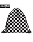 Deanfun kobiet 3D drukowanie torba ze sznurkiem czarny biały geometryczny plecak podróży miękka męskie plecaki 28316