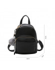 Wobag Mini kobiety plecaki miękkie PU skóra uczeń Fuzzy Ball wisiorek na ramię torby szkolne kobiet mały plecak podróży czarny
