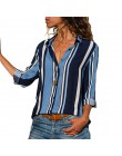 Rogi kobiety w paski przycisk bluzka Casual bluzki z długim rękawem koszule elegancka pani urząd luźna koszula topy tunika koszu