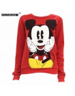 Bluza z kapturem Myszka Mickey Mouse z nadrukiem pulower luźny z długim rękawem