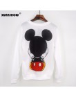 Bluza z kapturem Myszka Mickey Mouse z nadrukiem pulower luźny z długim rękawem