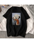 owa bawełniana Harajuku estetyki Tshirt Sexy kwiaty z piór druku z krótkim rękawem topy i koszulki moda na co dzień para T Shirt