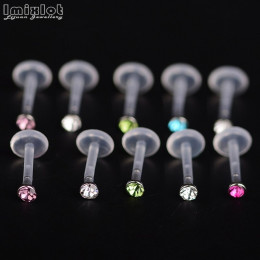 10 sztuk Bioplast elastyczne Labret wargi pierścień ucha Helix Tragus chrząstki szpilki Piercing mieszane kolor ciała Piercing b