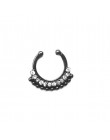 Kryształ fałszywy nos pierścień czarny kolor okrągły przegrody Clicker Faux klip nie ciało Hoop dla kobiet w sprzedaży hurtowej 