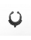 Kryształ fałszywy nos pierścień czarny kolor okrągły przegrody Clicker Faux klip nie ciało Hoop dla kobiet w sprzedaży hurtowej 