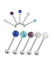 Ze stali chirurgicznej czeski kryształ piłka brzana Bar pierścień języka ciała szpilki Piercing Pin biżuteria
