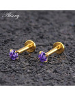 1 pc stal chirurgiczna cyrkon Gem chrząstka ucha skrawka Helix Piercing Labret wargi szpilki pierścień wewnętrznie gwint 16g cia