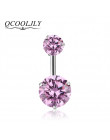 QCOOLJLY New Brand AAA Zircon Style Crystal Body Jewelry Belly Button Ring Body Piercing Navel Piercing Silver Color Ombligo