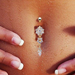 Sexy Belly barów brzucha guzika pierścionki Piercing brzucha CZ kryształ kwiat ciało biżuteria pępka Piercing pierścionki Drop S