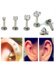 ZN 1 Pc srebrny Labret wargi pierścionek z cyrkonią anodowane wewnętrznie gwintowane Prong klejnot Monroe 16G Tragus Helix Ear P