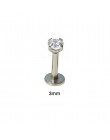 ZN 1 Pc srebrny Labret wargi pierścionek z cyrkonią anodowane wewnętrznie gwintowane Prong klejnot Monroe 16G Tragus Helix Ear P