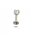 ZN 1 Pc srebrny Labret wargi pierścionek z cyrkonią anodowane wewnętrznie gwintowane Prong klejnot Monroe 16G Tragus Helix Ear P