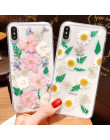 Ochronne przezroczyste etui do telefonu w modnym kwiatowym wzorze suszone kwiaty wtopione w obudowę Apple iphone