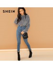 SHEIN szary, minimalistyczny, jednolity spadek ramię Crop Teddy bluza z kapturem bluza jesień na co dzień kobiety mody swetry bl