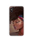 Afro dziewczyny cienki miękki silikonowy futerał na telefon TPU pokrywy skrzynka dla iPhone XS MAX XR 7 5 5S SE 6 6 S 6 Plus X 1