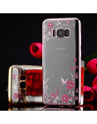 Do Samsung Galaxy Note 10 Pro A90 A80 M30 A20 J4 J6 J8 A6 A8 Plus A9 A7 2018 S10 s9 S8 Plus z kwiatami i błyszczącymi diamentami