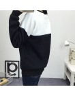 2019 zima nowa moda czarny i biały urocze kolorowe bluzy patchworkowe damskie V wzór swetry bluza kobiet dres M-XXL