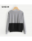 SHEIN Multicolor kontrast cięcia i szycia cekiny bluza z kapturem na co dzień Colorblock z długim rękawem swetry damskie bluzy z