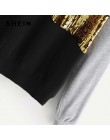 SHEIN Multicolor kontrast cięcia i szycia cekiny bluza z kapturem na co dzień Colorblock z długim rękawem swetry damskie bluzy z