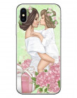 Moda czarny brązowy włosy dziecko mama dziewczyna królowa 01 etui na iPhone X XR XS Max 8 7 6 6 s Plus 5 5S SE silikonowe kobiet