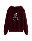 Bluza damska typu harajuku z kapturem Pop żółty różowy miłość serce palec serdeczny kaptur na co dzień