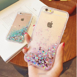 KISSCASE Glitter Bling ruchome piaski etui na telefony dla iPhone 6 s 6 5S 5 SE 4S 4 8 7 luksusowych płynącej dziewczęcy etui na