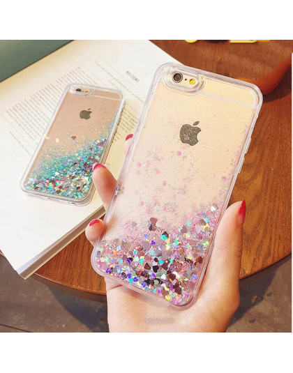 KISSCASE Glitter Bling ruchome piaski etui na telefony dla iPhone 6 s 6 5S 5 SE 4S 4 8 7 luksusowych płynącej dziewczęcy etui na