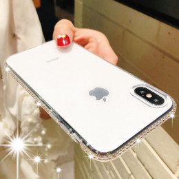 Diament piękne kobiety Glitter futerał na telefon TPU etui na iPhone'a XS MAX XR X SE 5 5S 6 6 s 7 8 Plus przypadku Bling miękki