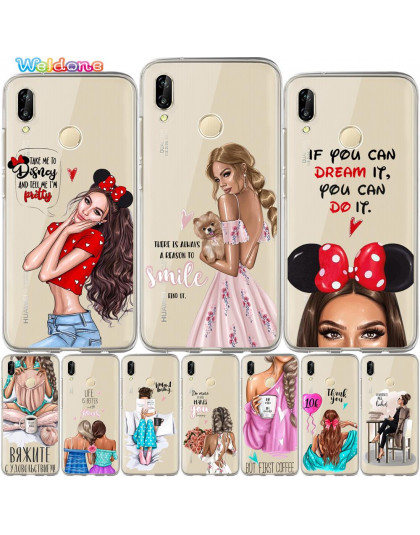 Śliczne moda dziewczyny Ragazza kobiety Gal telefon etui na Huawei P30 P20 Lite Pro P10 Lite Plus P8 P9 Lite 2017 PSmart skrzynk